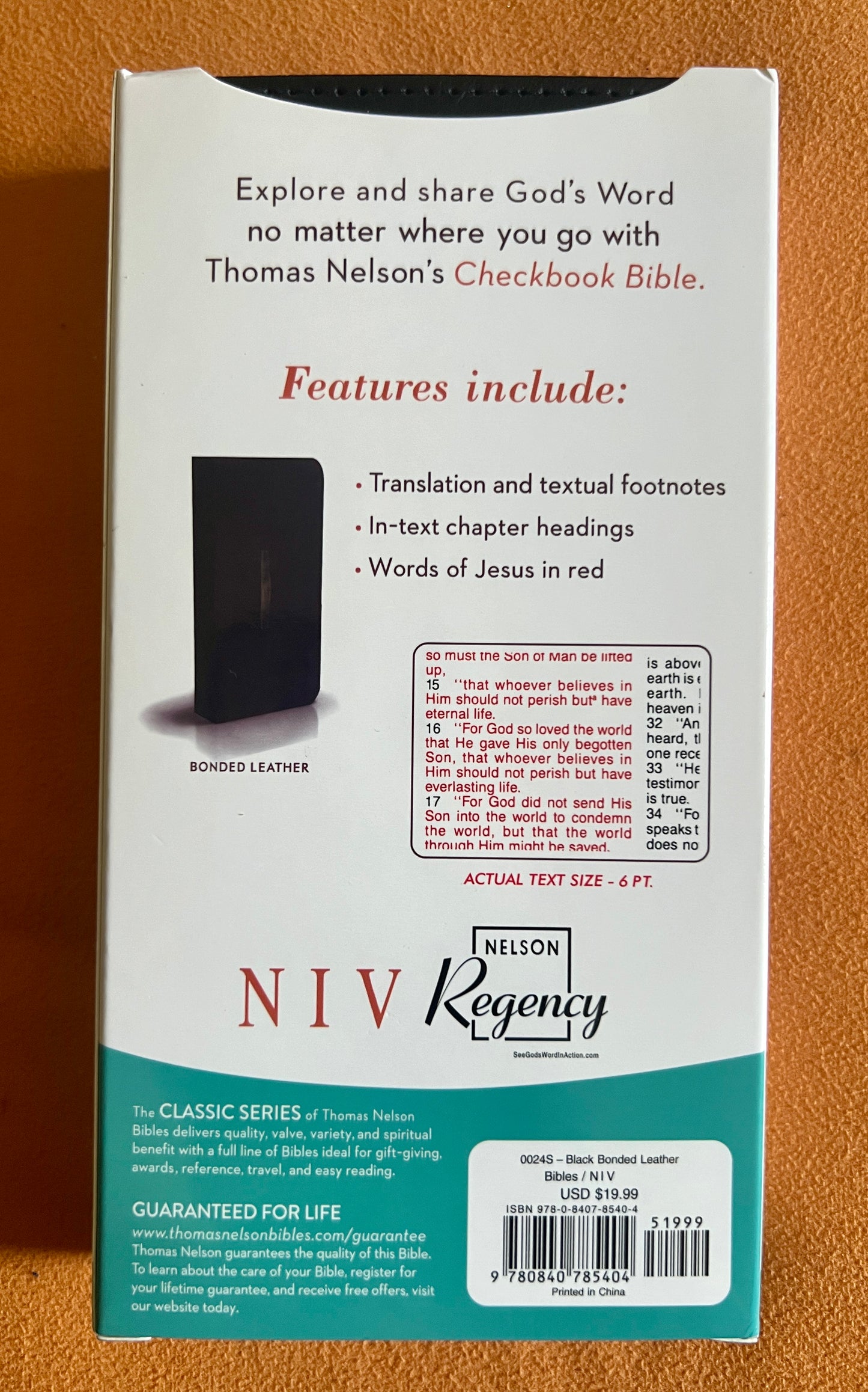 Checkbook NIV Bible with Bonded Leather (Trimline Nelson Regency)