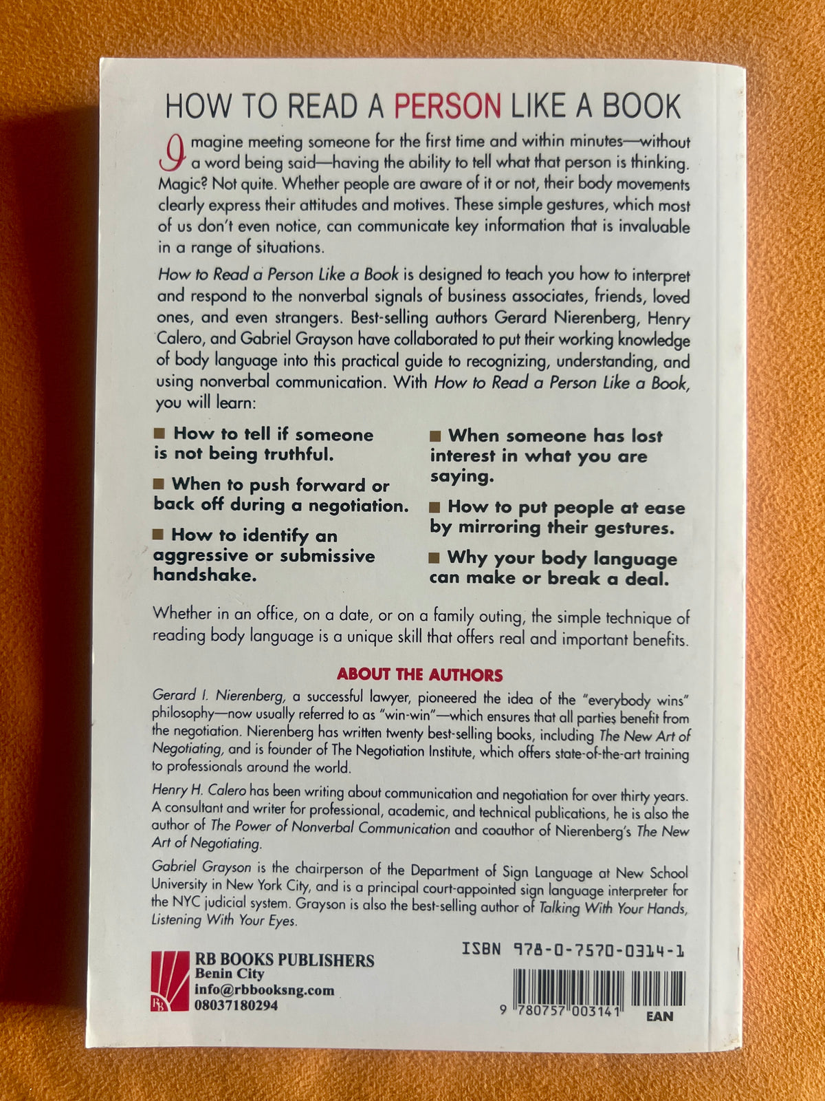 How to Read a Person Like a Book: Observing Body Language to Know What People Are Thinking